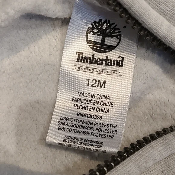 Timberland Infant Boys sz 12M Sweatshirt w/hoodie good used condition - Picture 5 of 6